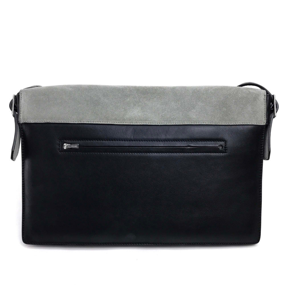 CELINE 肩掛けバッグ ロゴ金具 ダイヤモンドクラッチ カバン ショルダーバッグ クラッチバッグ スエード/レザー レディース グレーｘブラック