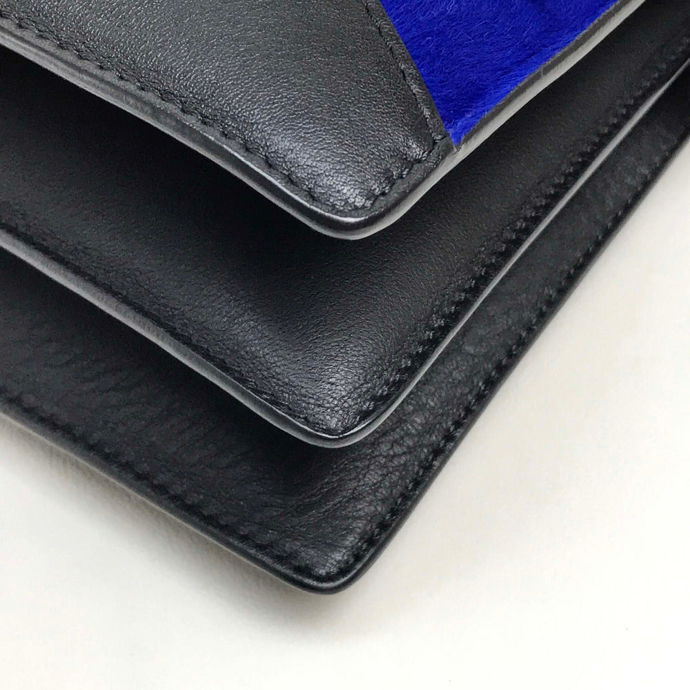CELINE 肩掛けバッグ ロゴ金具 ダイヤモンドクラッチ カバン ショルダーバッグ クラッチバッグ スエード/レザー レディース グレーｘブラック
