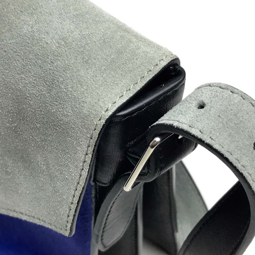 CELINE 肩掛けバッグ ロゴ金具 ダイヤモンドクラッチ カバン ショルダーバッグ クラッチバッグ スエード/レザー レディース グレーｘブラック