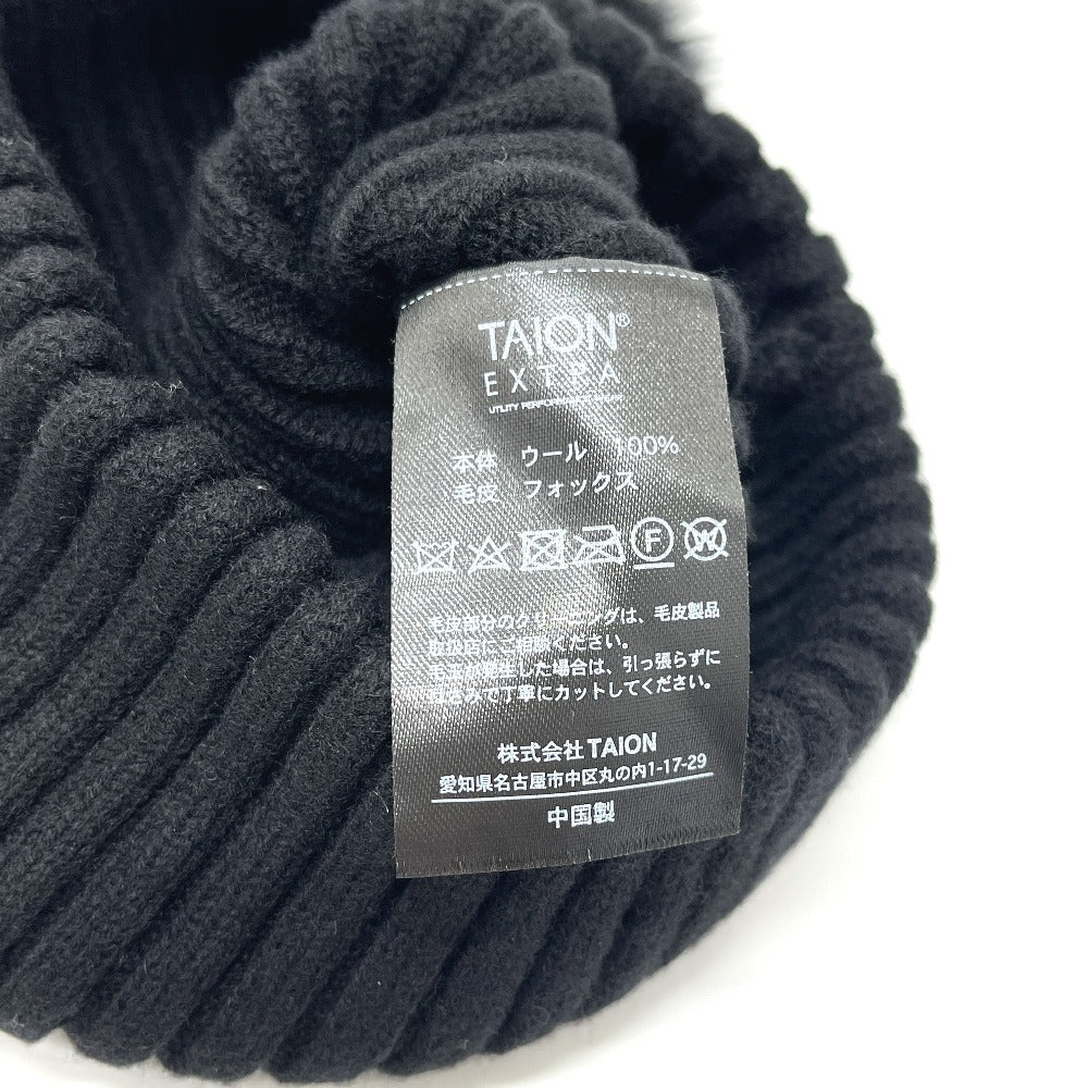 TAION Tion Extra Plate logo Hat apparel accessories Knit hat wool Black Used