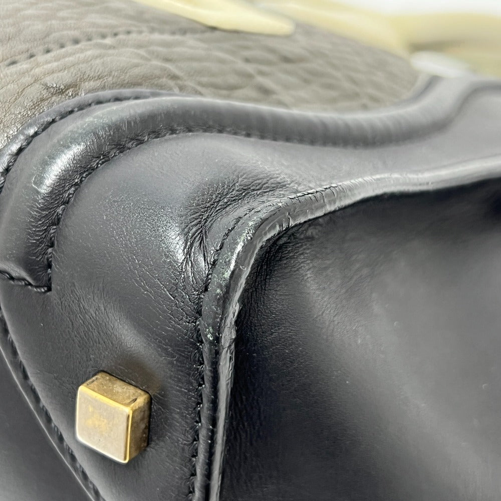 CELINE ラゲージ ミディアム カバン ハンドバッグ トートバッグ レザー レディース ブラック×グレー×ホワイト ブラック - brandshop-reference