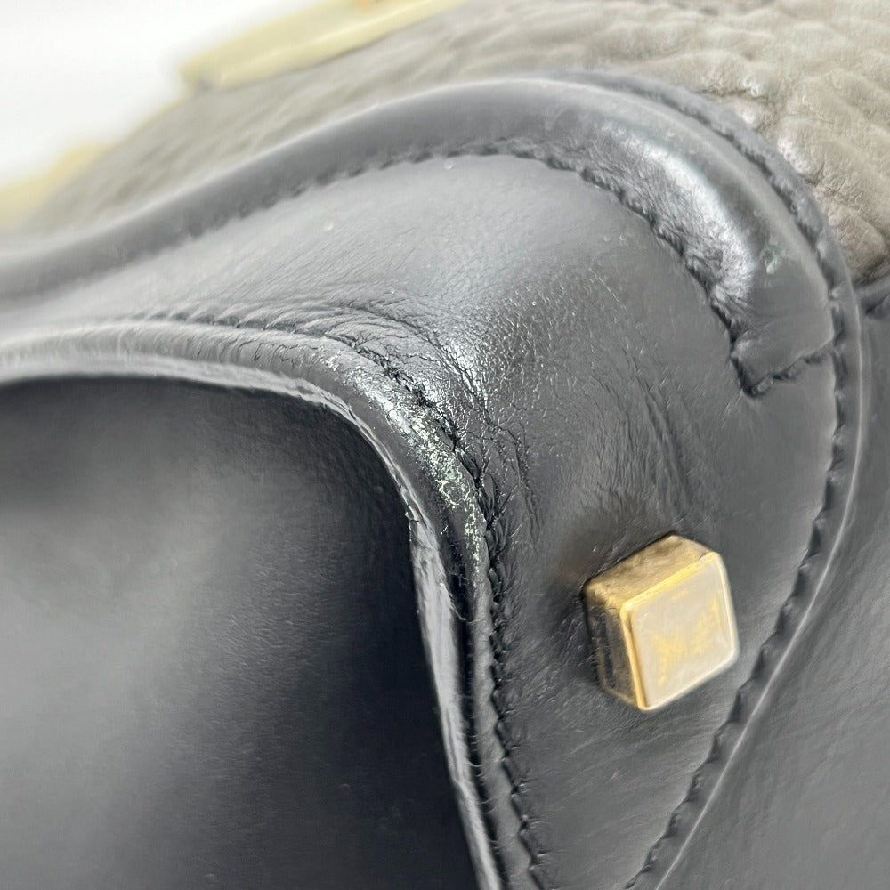 CELINE ラゲージ ミディアム カバン ハンドバッグ トートバッグ レザー レディース ブラック×グレー×ホワイト ブラック - brandshop-reference