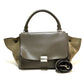 CELINE 2-Way Trapeze Shoulder Bag/Handbag in Suede/Leather, Charcoal Gray