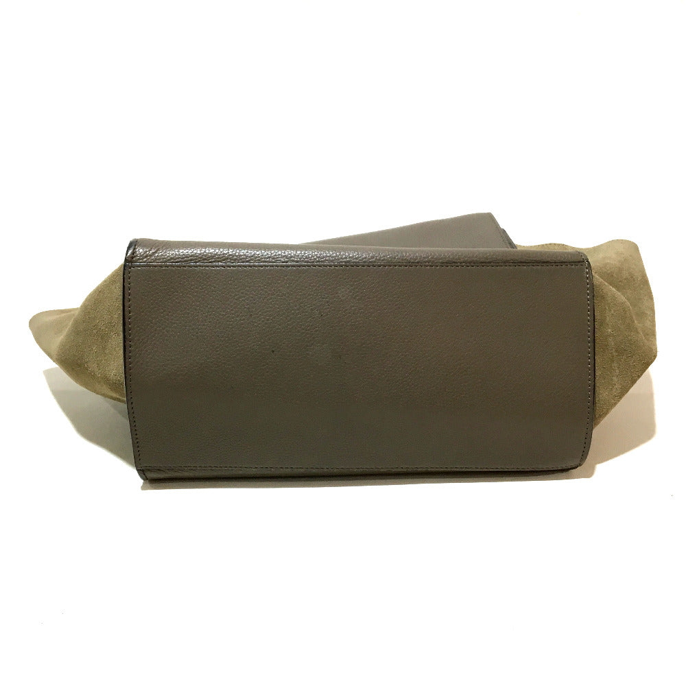 CELINE 2-Way Trapeze Shoulder Bag/Handbag in Suede/Leather, Charcoal Gray