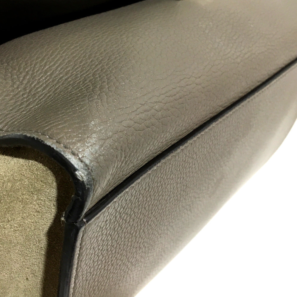 CELINE 2-Way Trapeze Shoulder Bag/Handbag in Suede/Leather, Charcoal Gray