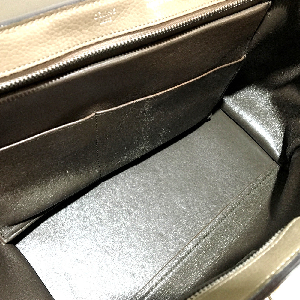 CELINE 2-Way Trapeze Shoulder Bag/Handbag in Suede/Leather, Charcoal Gray