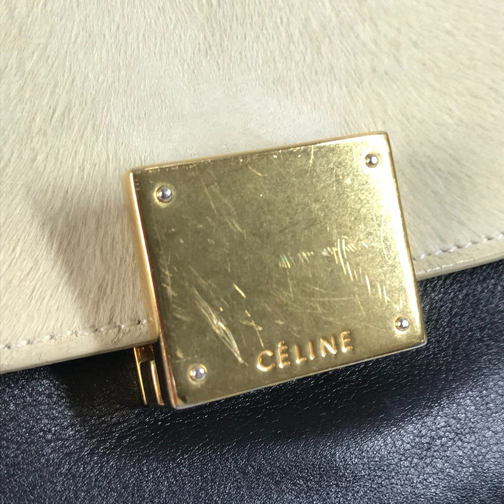 CELINE Trapeze Small 2WAY Bag Shoulder Bag Shoulder Tote Bag Handbag Leather/Harako Women's Black