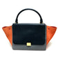 CELINE 2WAYハンドバッグ カバン トラペーズ ショルダーバッグ スエード/レザー レディース ブラック グレー×ブラック×オレンジ