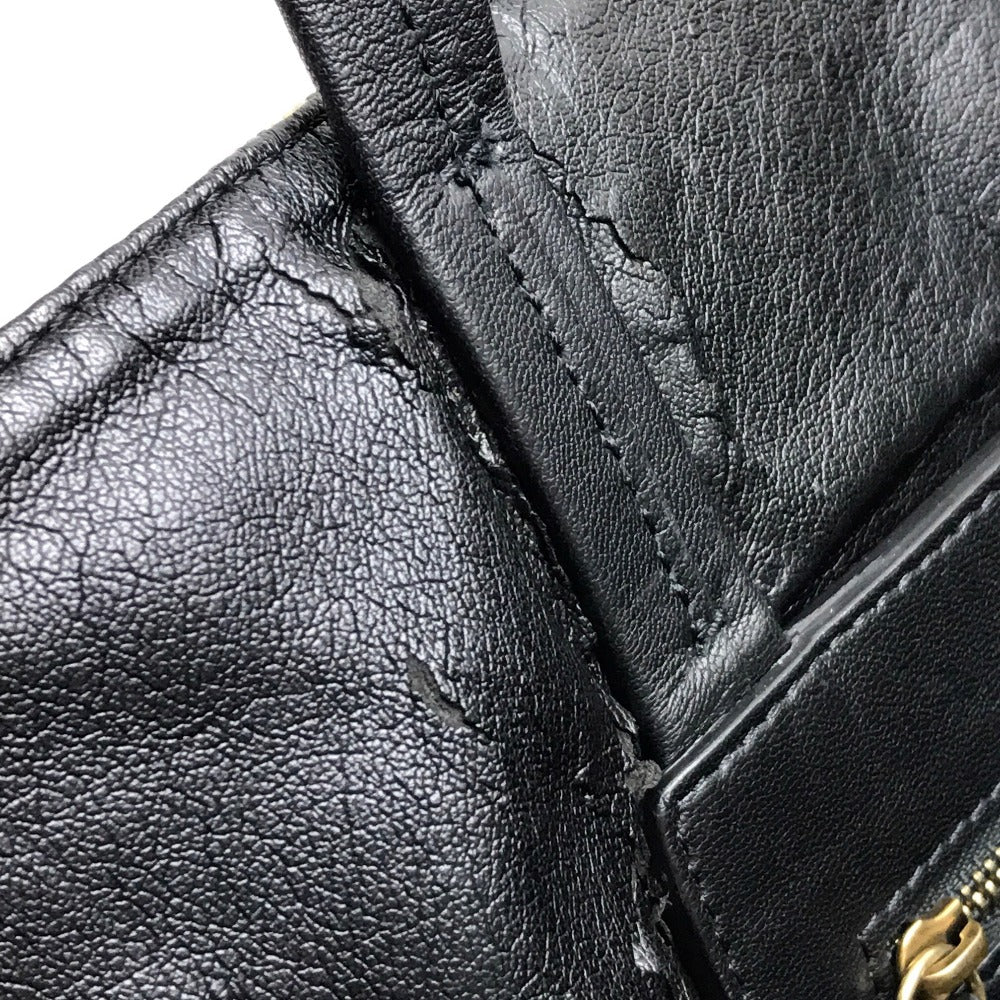 CELINE レオパード ホリゾンタル カバ カバン トートバッグ キャンバス/レザー レディース ブラック×ベージュ