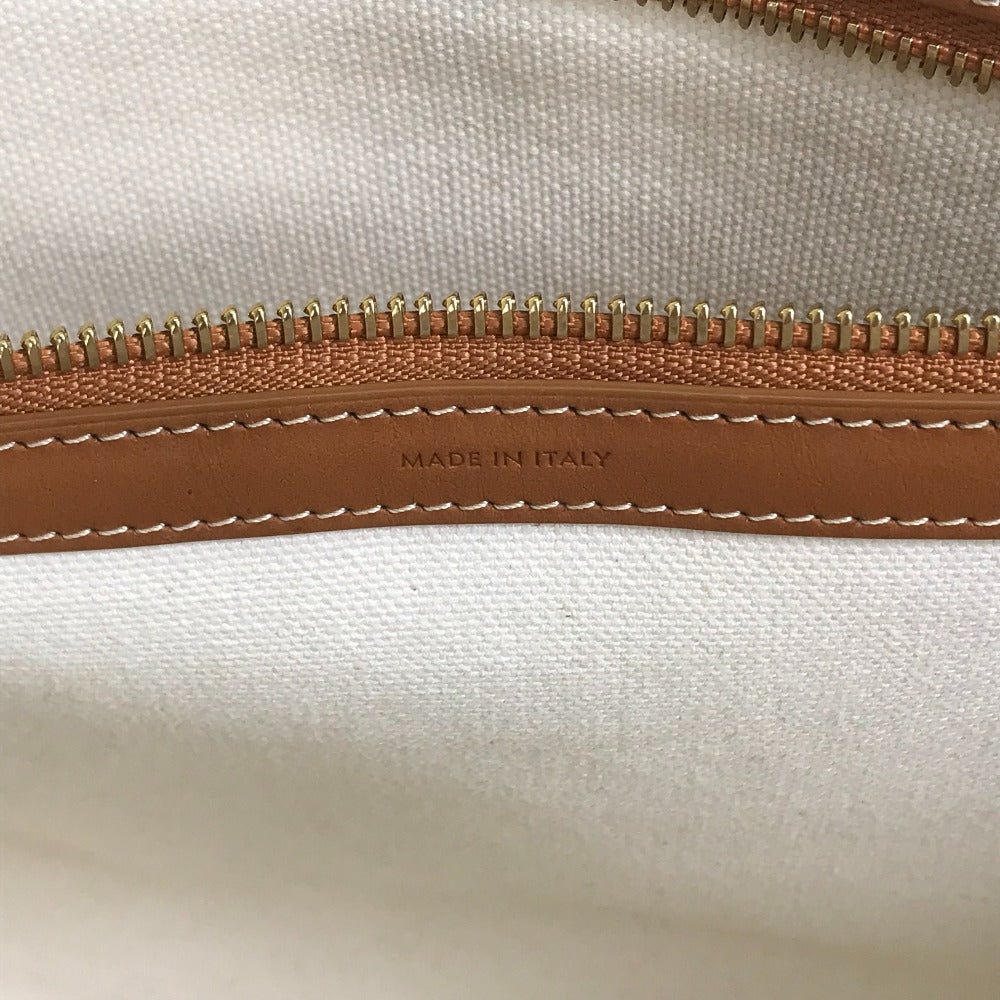 CELINE 190062 肩掛け ホリゾンタル カバ ロゴ トートバッグ カバン ショルダーバッグ キャンバス/レザー レディース ナチュラル/タン ベージュ