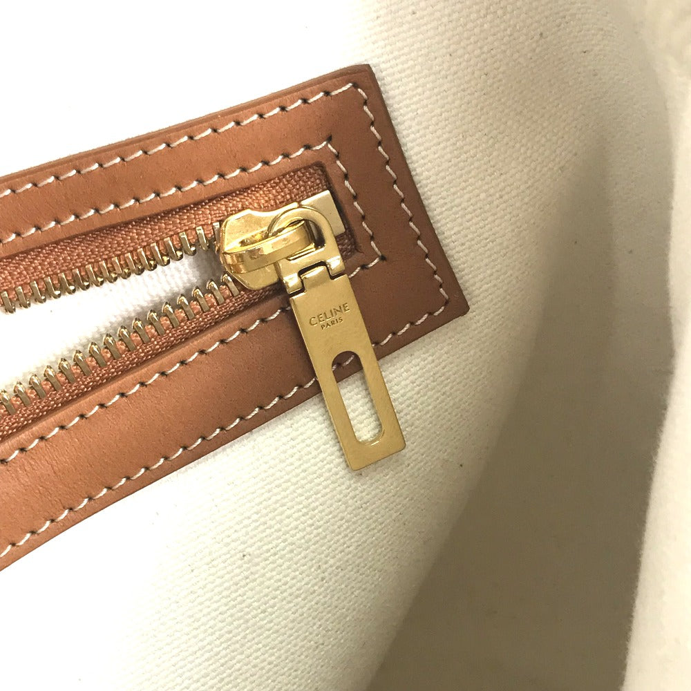CELINE 190062 肩掛け ホリゾンタル カバ ロゴ トートバッグ カバン ショルダーバッグ キャンバス/レザー レディース ナチュラル/タン ベージュ