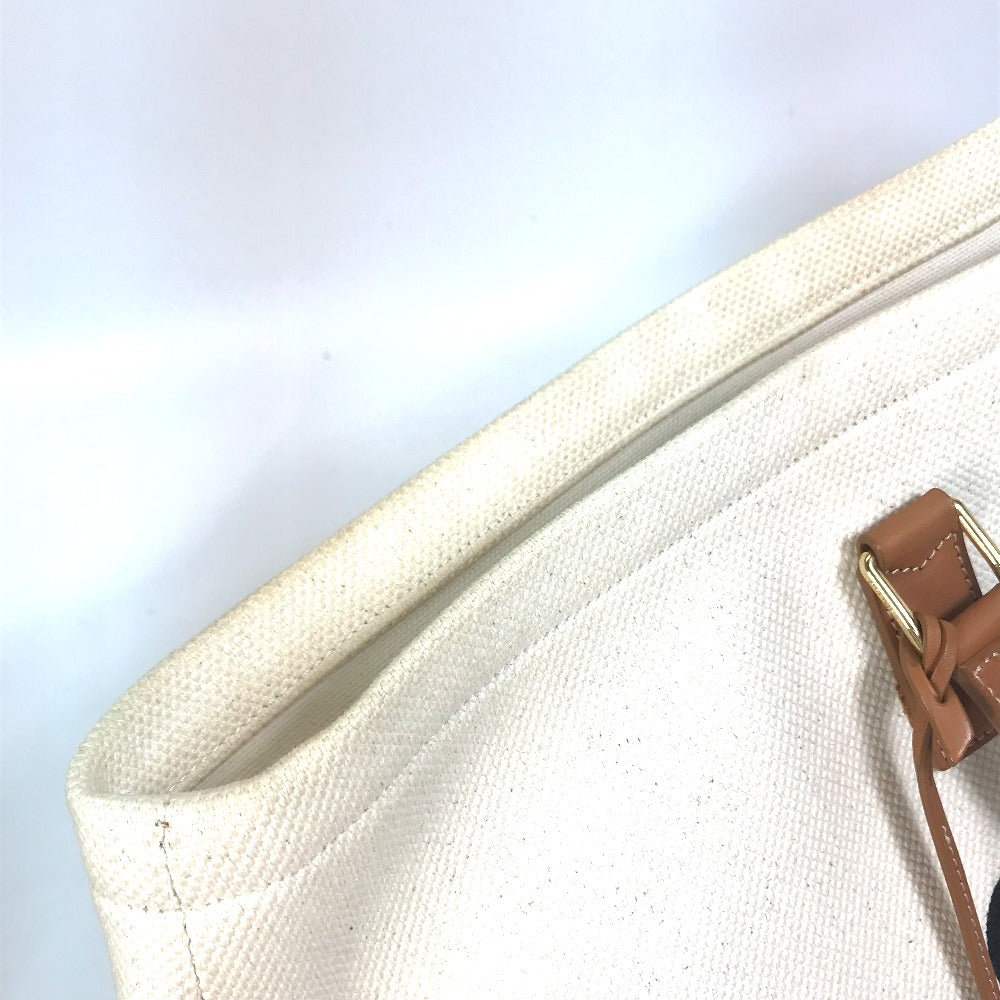 CELINE 190062 肩掛け ホリゾンタル カバ ロゴ トートバッグ カバン ショルダーバッグ キャンバス/レザー レディース ナチュラル/タン ベージュ
