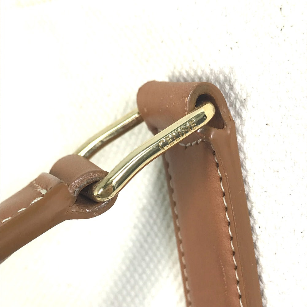 CELINE 190062 肩掛け ホリゾンタル カバ ロゴ トートバッグ カバン ショルダーバッグ キャンバス/レザー レディース ナチュラル/タン ベージュ