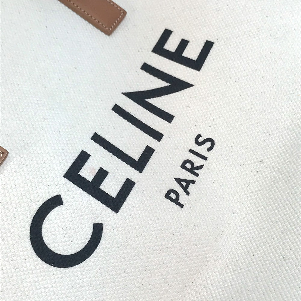CELINE 190062 肩掛け ホリゾンタル カバ ロゴ トートバッグ カバン ショルダーバッグ キャンバス/レザー レディース ナチュラル/タン ベージュ