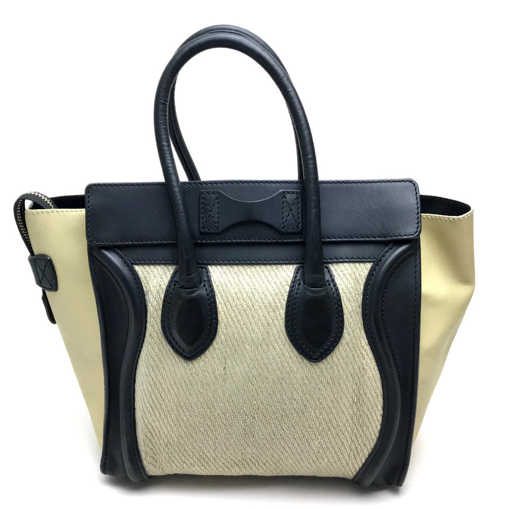 CELINE Micro Shopper Luggage Series Tote Bag, Leather, Women's, Beige/Black