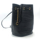 CELINE 188373BFI Small C Charm Drawstring Backpack in Leather, Women's, Black with Gold Hardware