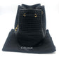 CELINE 188373BFI Small C Charm Drawstring Backpack in Leather, Women's, Black with Gold Hardware