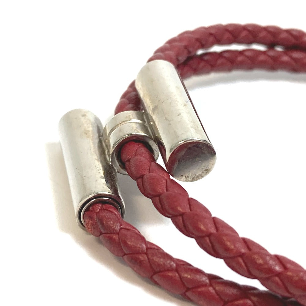 HERMES Tourni Tresse Braided Leather Bracelet with H Hardware, Unisex, Red-Brown