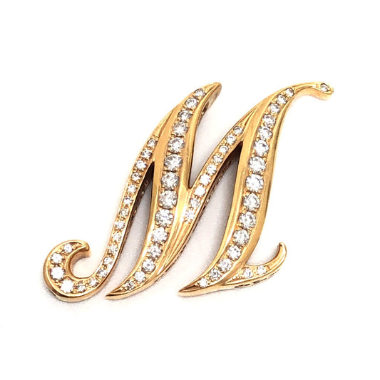 jewelry K18 アルファ イニシャル M ダイヤ アクセサリー ネックレストップ ペンダントトップ K18 レディース ゴールド