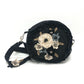 amitie アミティエ 花柄刺繍 フリル カバン ポシェット 丸型 立体装飾 花 ショルダーバッグ ナイロン レディース ブラック
