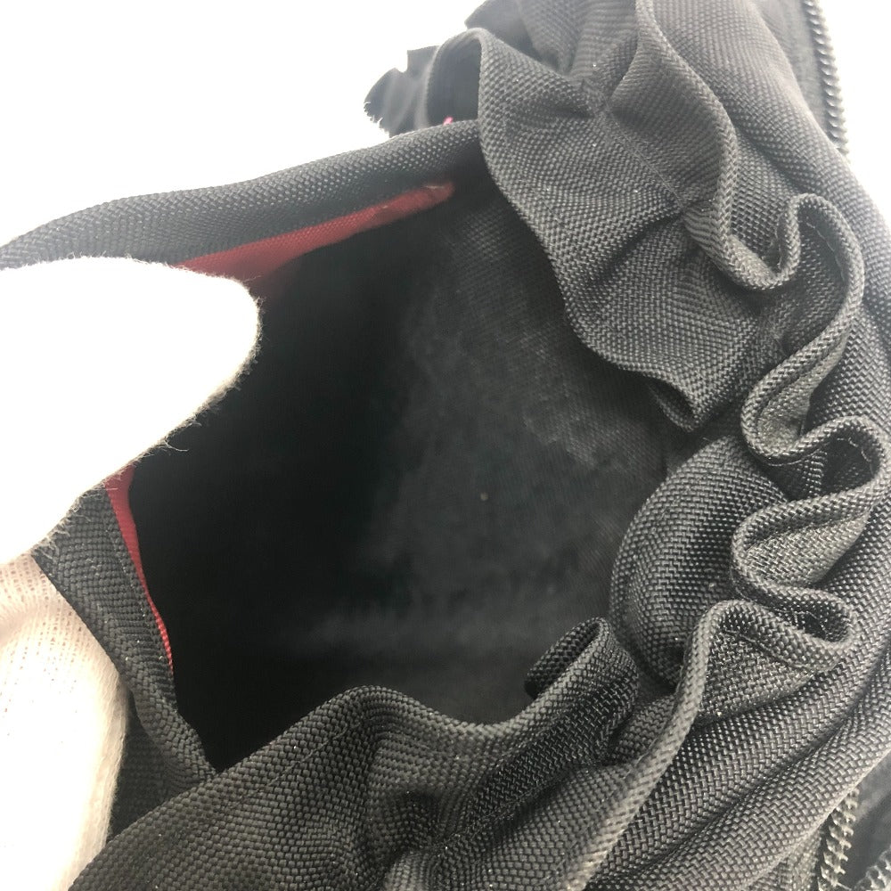 amitie アミティエ 花柄刺繍 フリル カバン ポシェット 丸型 立体装飾 花 ショルダーバッグ ナイロン レディース ブラック