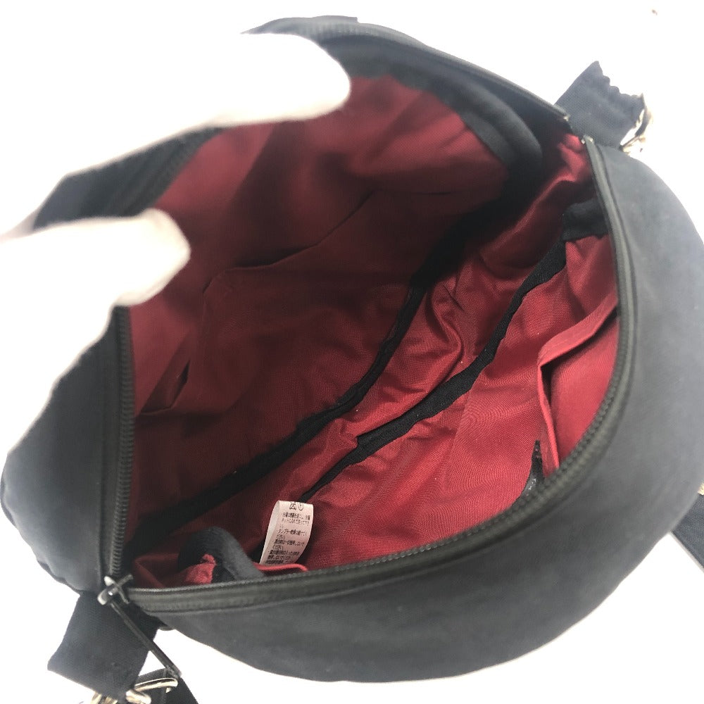 amitie アミティエ 花柄刺繍 フリル カバン ポシェット 丸型 立体装飾 花 ショルダーバッグ ナイロン レディース ブラック