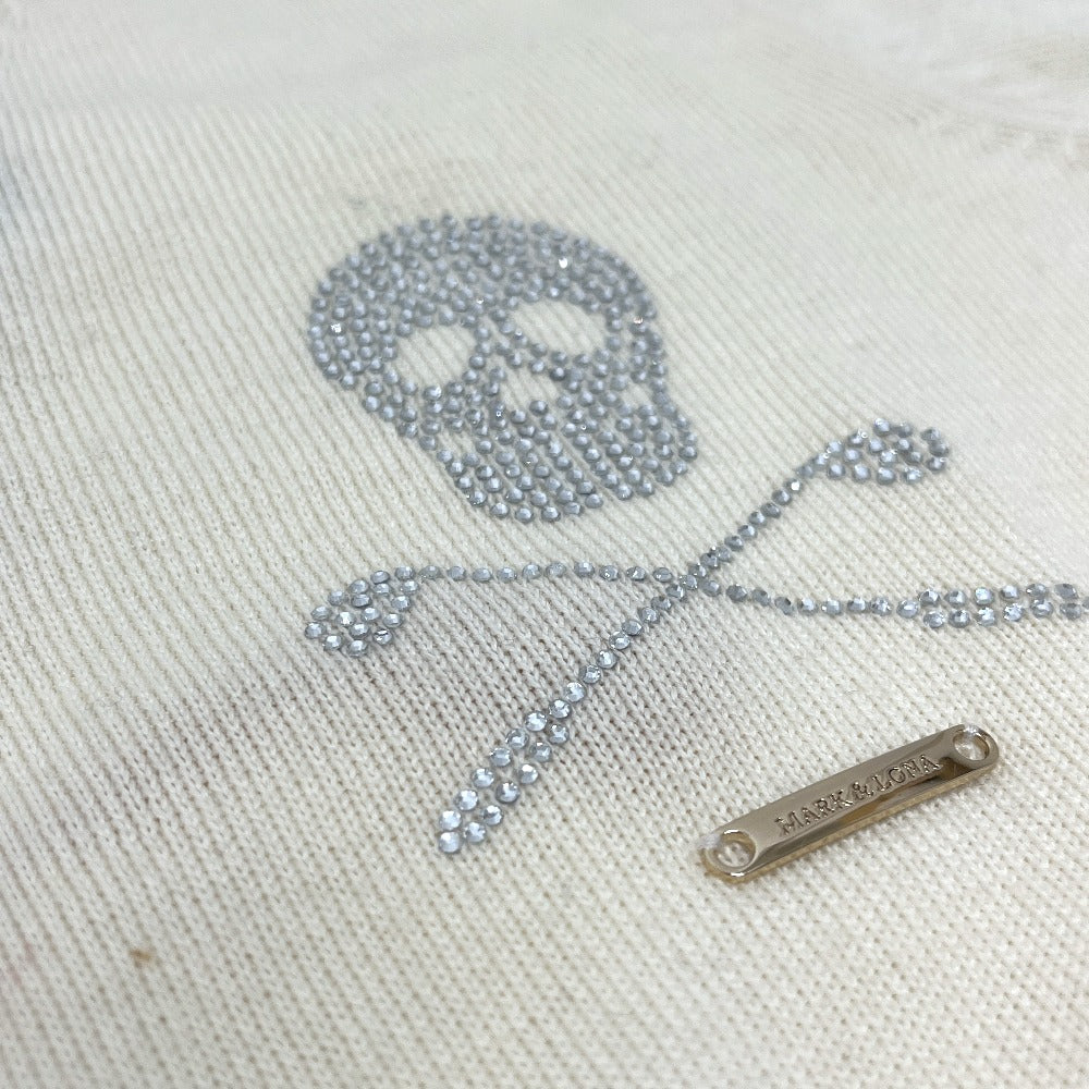 MARK&LONA V-neck skull Apparel, golf wear, knit tops, rhinestones, leopard print. sweater acrylic White Used