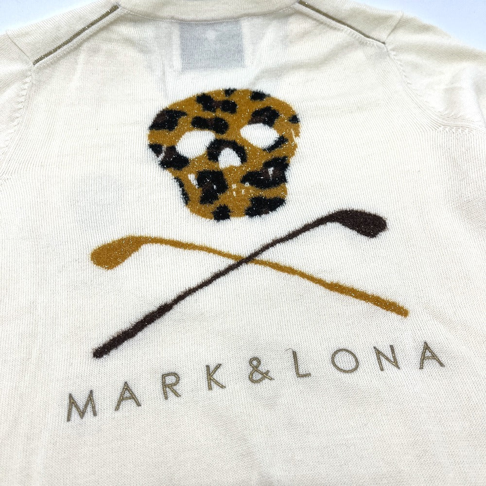 MARK&LONA V-neck skull Apparel, golf wear, knit tops, rhinestones, leopard print. sweater acrylic White Used