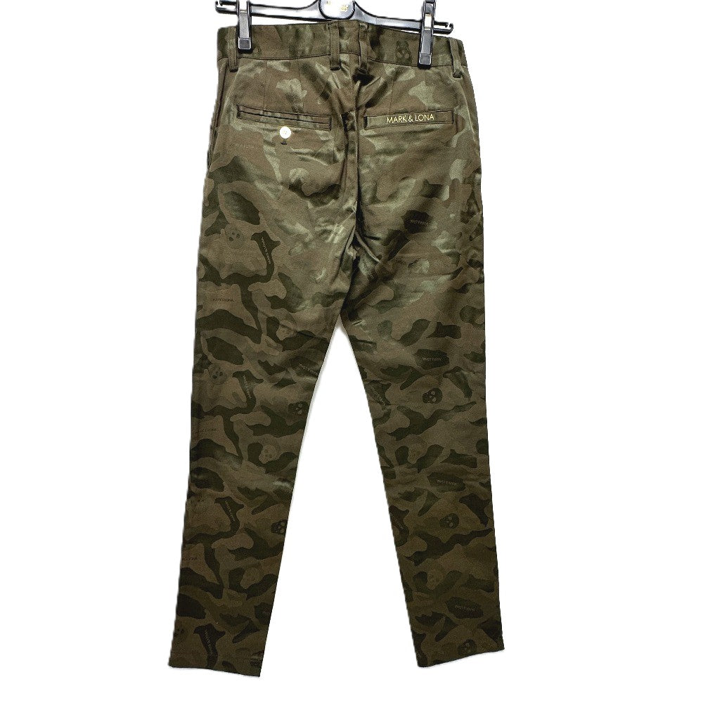 MARK&LONA camouflage camouflage Apparel, Golf Wear, Stretch Pants cotton Green Used