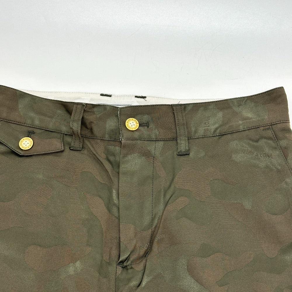 MARK&LONA camouflage camouflage Apparel, Golf Wear, Stretch Pants cotton Green Used