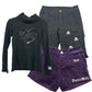 Heart & Skull Apparel Golf Wear Long-Sleeve Shirt and Shorts 3-Piece Set setup Black/purple Used