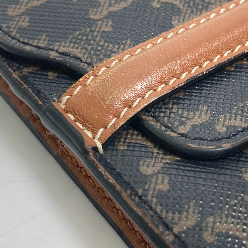 CELINE カードケース トリオンフ 札入れ フラップ付き 2つ折り財布 レザー メンズ ブラウン