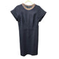 Denim By Victoria Beckham Apparel: Short-sleeved, double-zip, knee-length dress Dress polyester blue Used