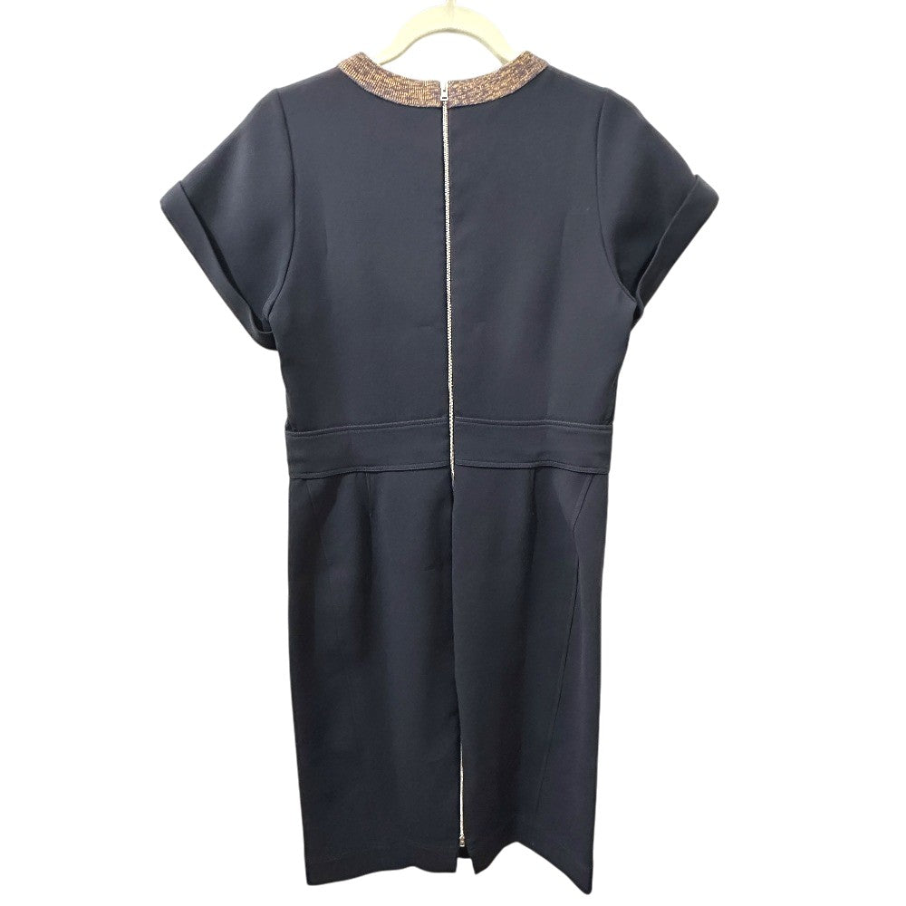 Denim By Victoria Beckham Apparel: Short-sleeved, double-zip, knee-length dress Dress polyester blue Used