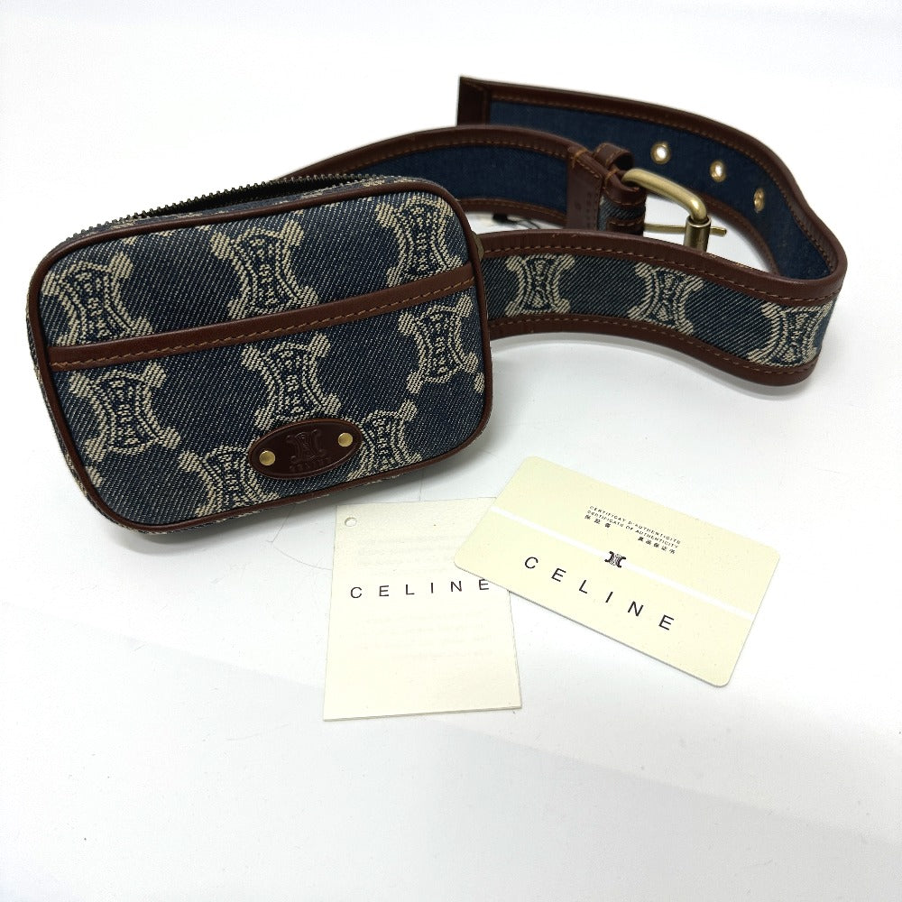 CELINE マカダム デニム ポーチ ベルト カバン ウエストバッグ デニム レディース ブルー - brandshop-reference