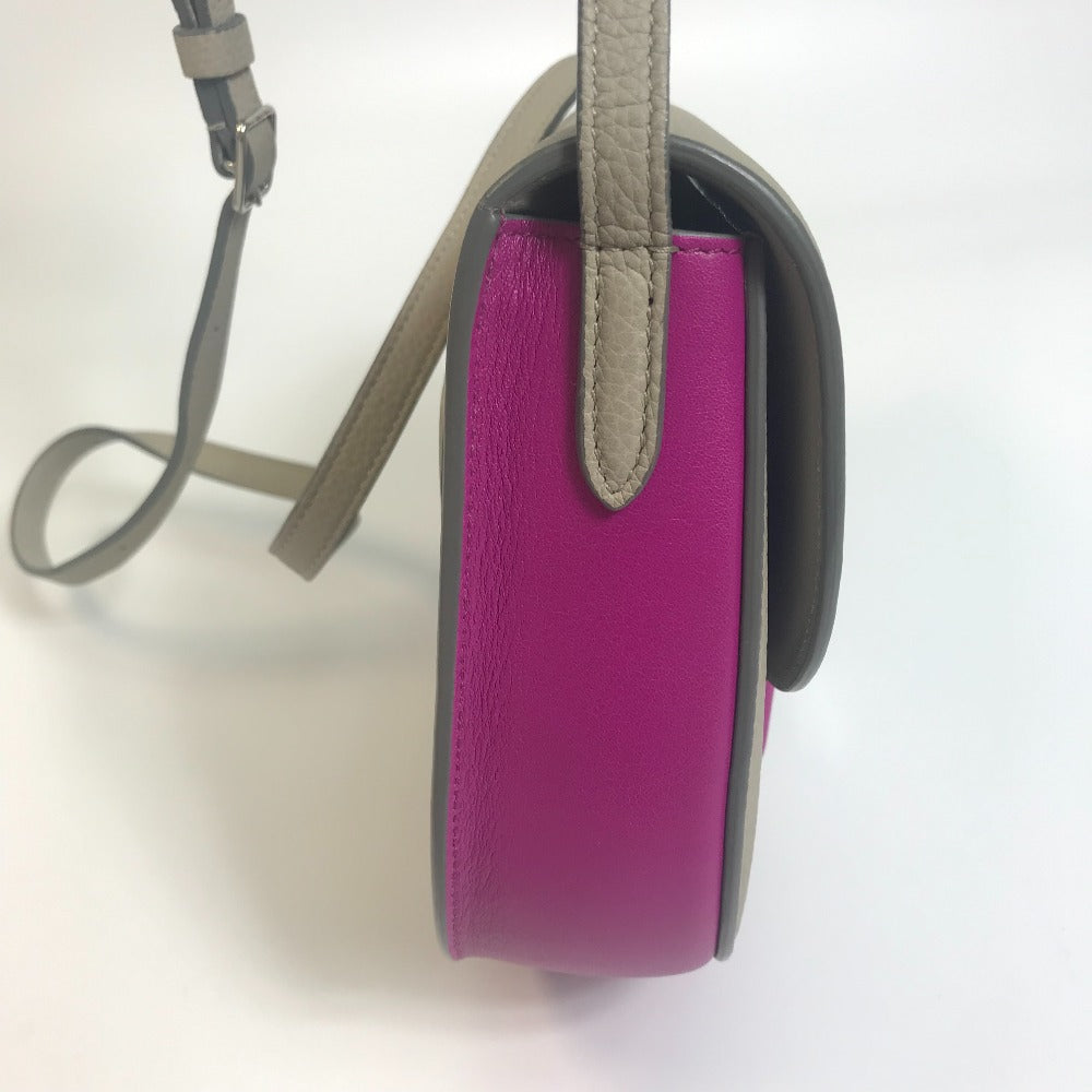 CELINE バイカラー トロッター スモール カバン 斜め掛け 肩掛け ショルダーバッグ レザー レディース グレー×パープルピンク