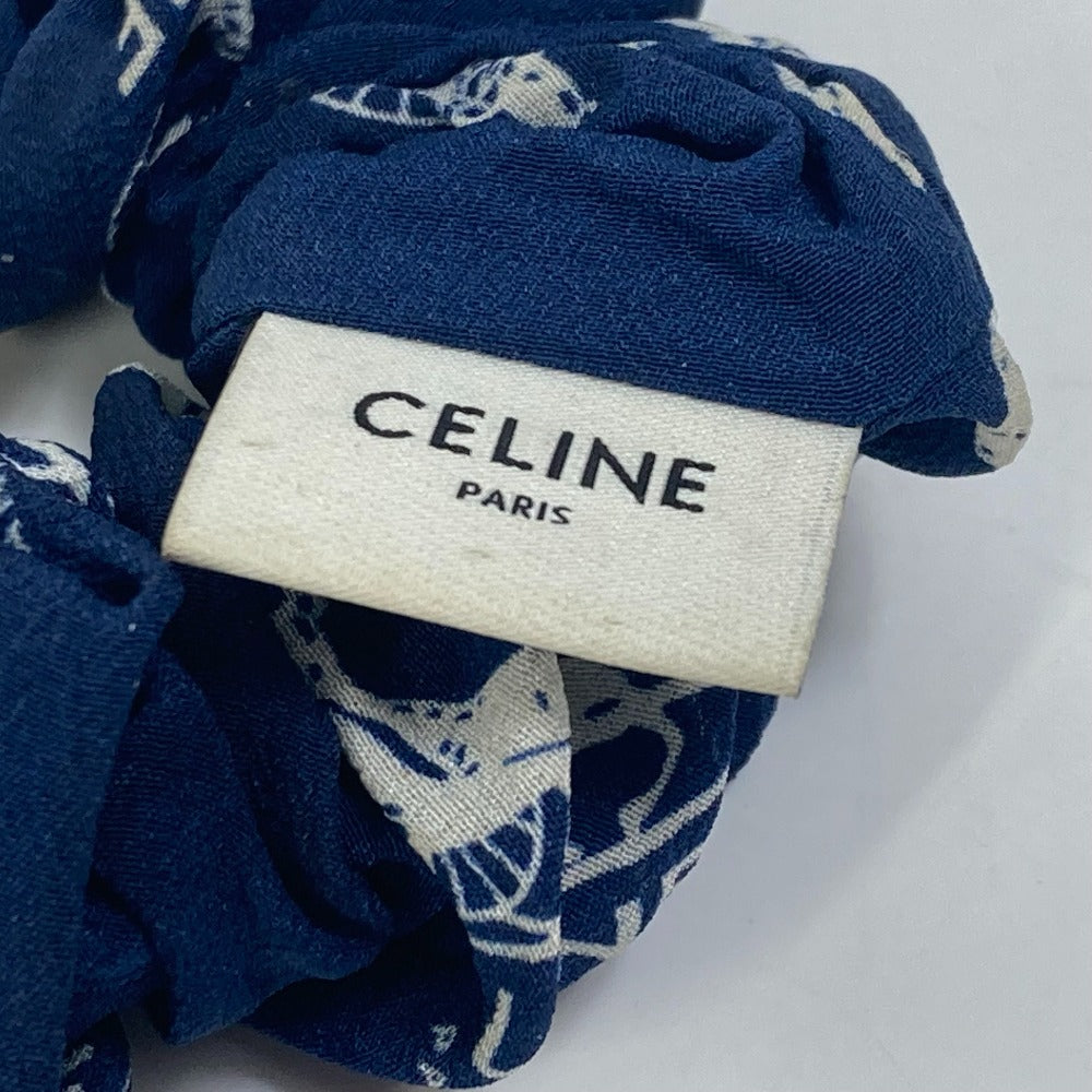 CELINE サルキー ロゴ ヘアアクセサリー ヘアゴム シュシュ シルク レディース ブルー