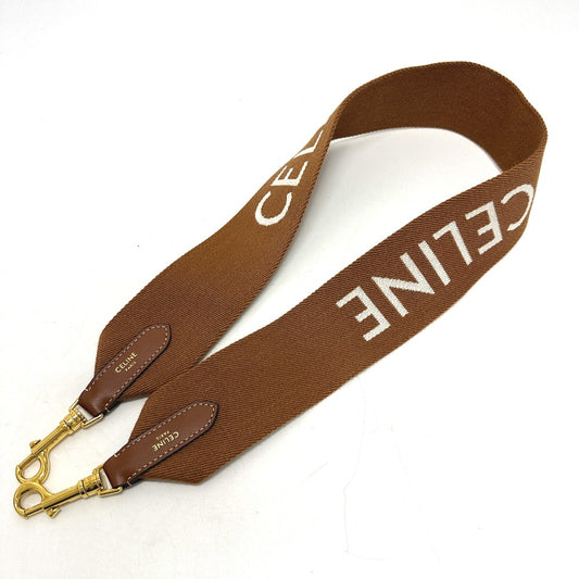 CELINE Logo Shoulder Strap Canvas/Leather Women's Brown