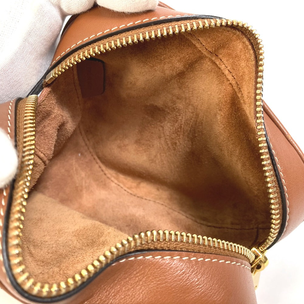 CELINE Heart Medium Logo 2-Way Handbag, Pochette, Crossbody Bag, Shoulder Bag, Leather, Women's, Brown