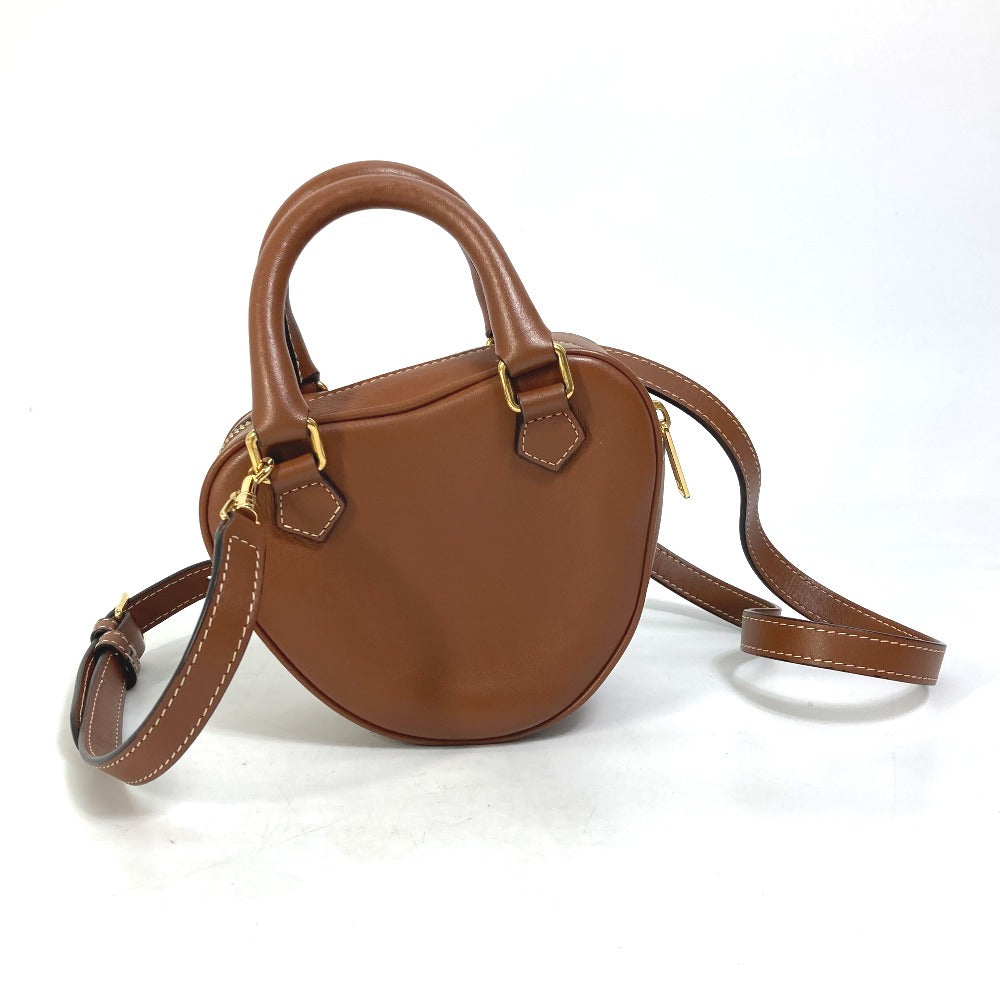 CELINE Heart Medium Logo 2-Way Handbag, Pochette, Crossbody Bag, Shoulder Bag, Leather, Women's, Brown