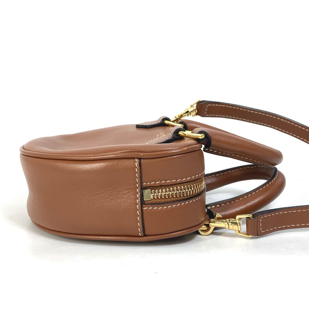 CELINE Heart Medium Logo 2-Way Handbag, Pochette, Crossbody Bag, Shoulder Bag, Leather, Women's, Brown