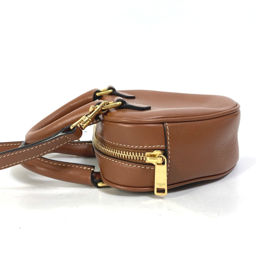 CELINE Heart Medium Logo 2-Way Handbag, Pochette, Crossbody Bag, Shoulder Bag, Leather, Women's, Brown