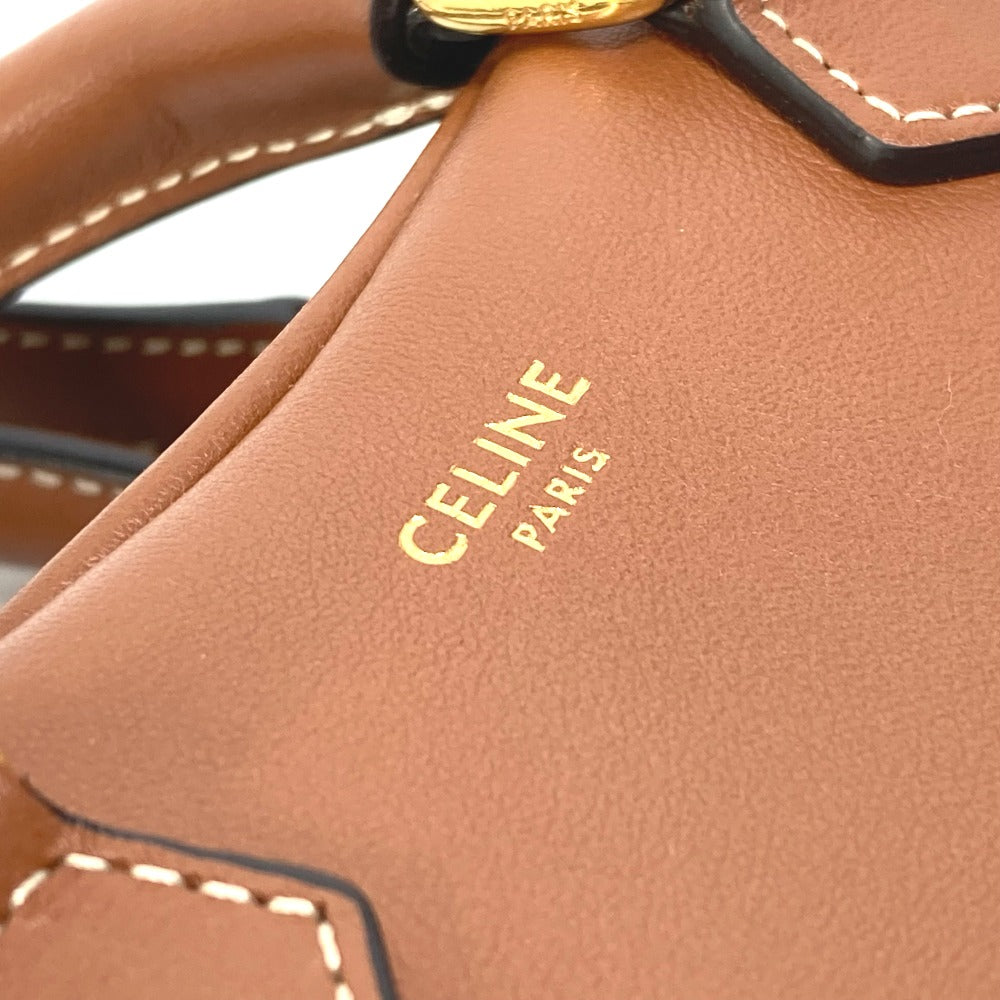 CELINE Heart Medium Logo 2-Way Handbag, Pochette, Crossbody Bag, Shoulder Bag, Leather, Women's, Brown