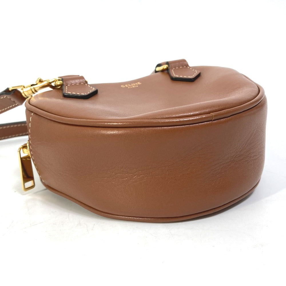 CELINE Heart Medium Logo 2-Way Handbag, Pochette, Crossbody Bag, Shoulder Bag, Leather, Women's, Brown