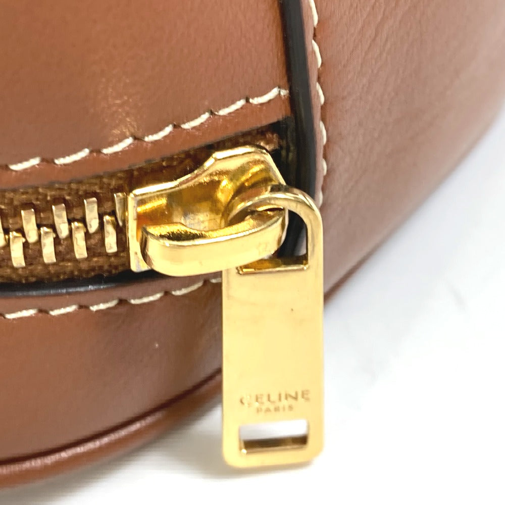 CELINE Heart Medium Logo 2-Way Handbag, Pochette, Crossbody Bag, Shoulder Bag, Leather, Women's, Brown