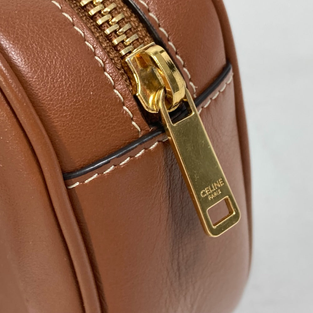 CELINE Heart Medium Logo 2-Way Handbag, Pochette, Crossbody Bag, Shoulder Bag, Leather, Women's, Brown