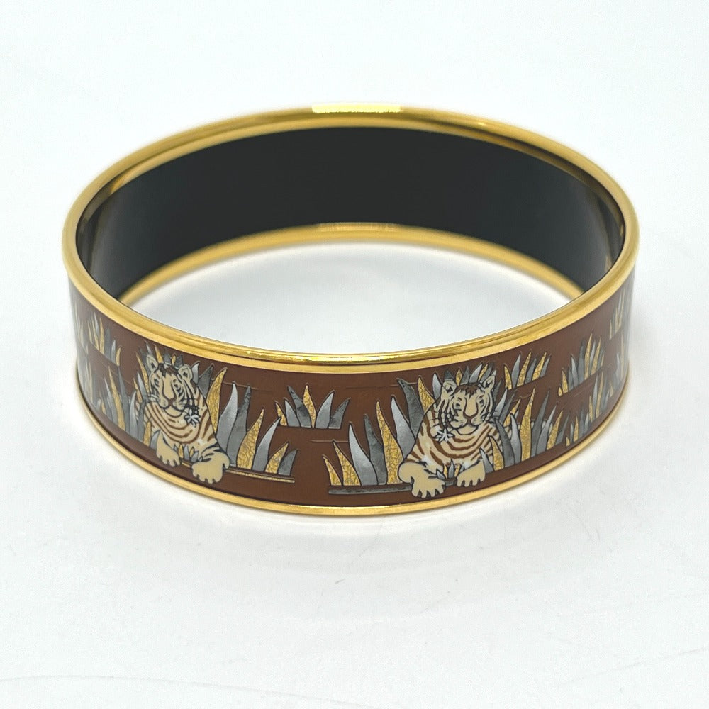 HERMES エマイユGM 虎 ブレスレット バングル 七宝焼き レディース ブラウン