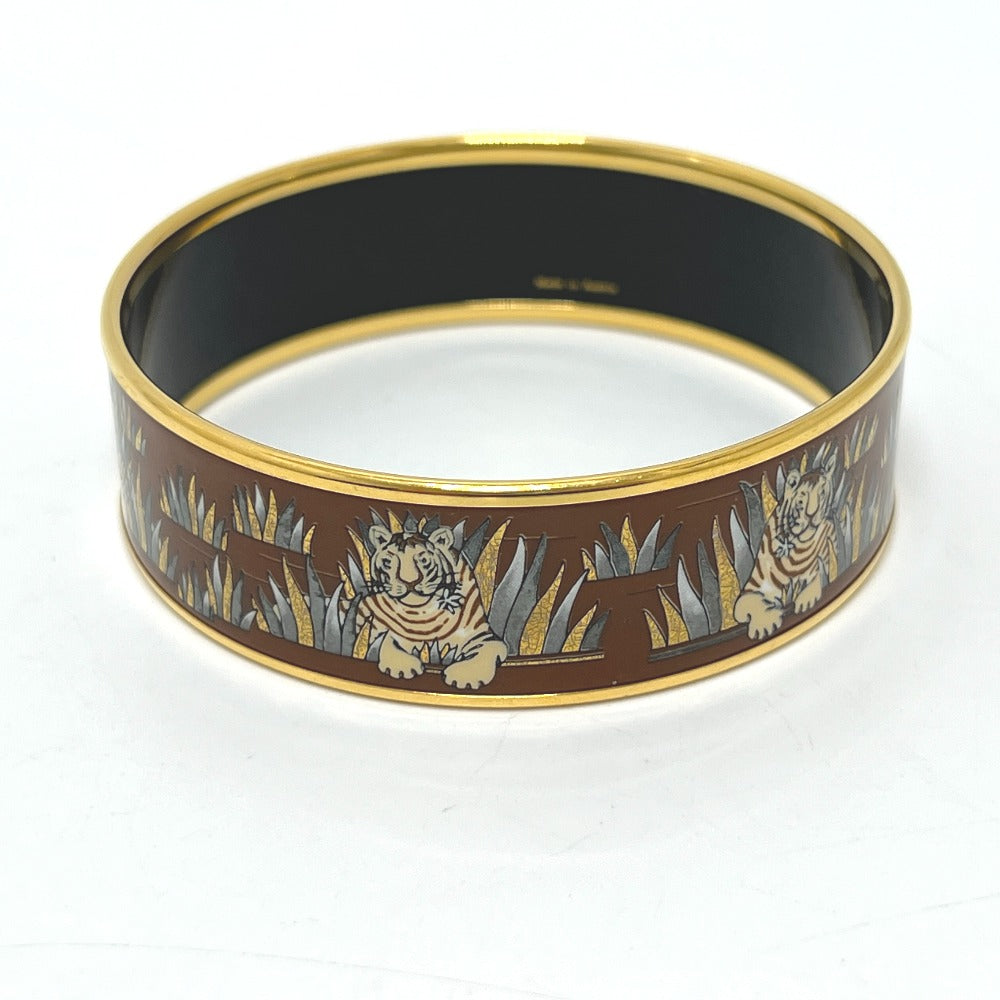 HERMES エマイユGM 虎 ブレスレット バングル 七宝焼き レディース ブラウン