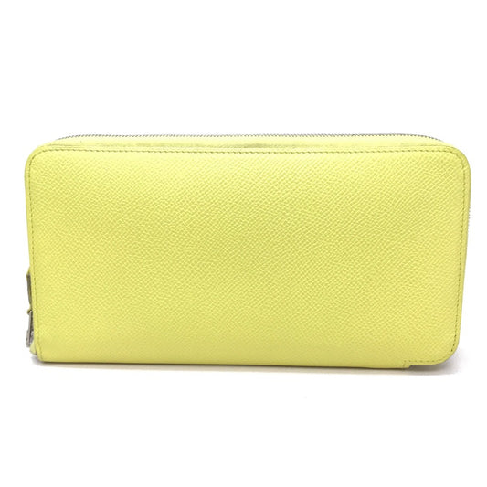 HERMES Silk-in Azap Long Round Zip Wallet, Epsom Leather, Women's, Souffle, Yellow