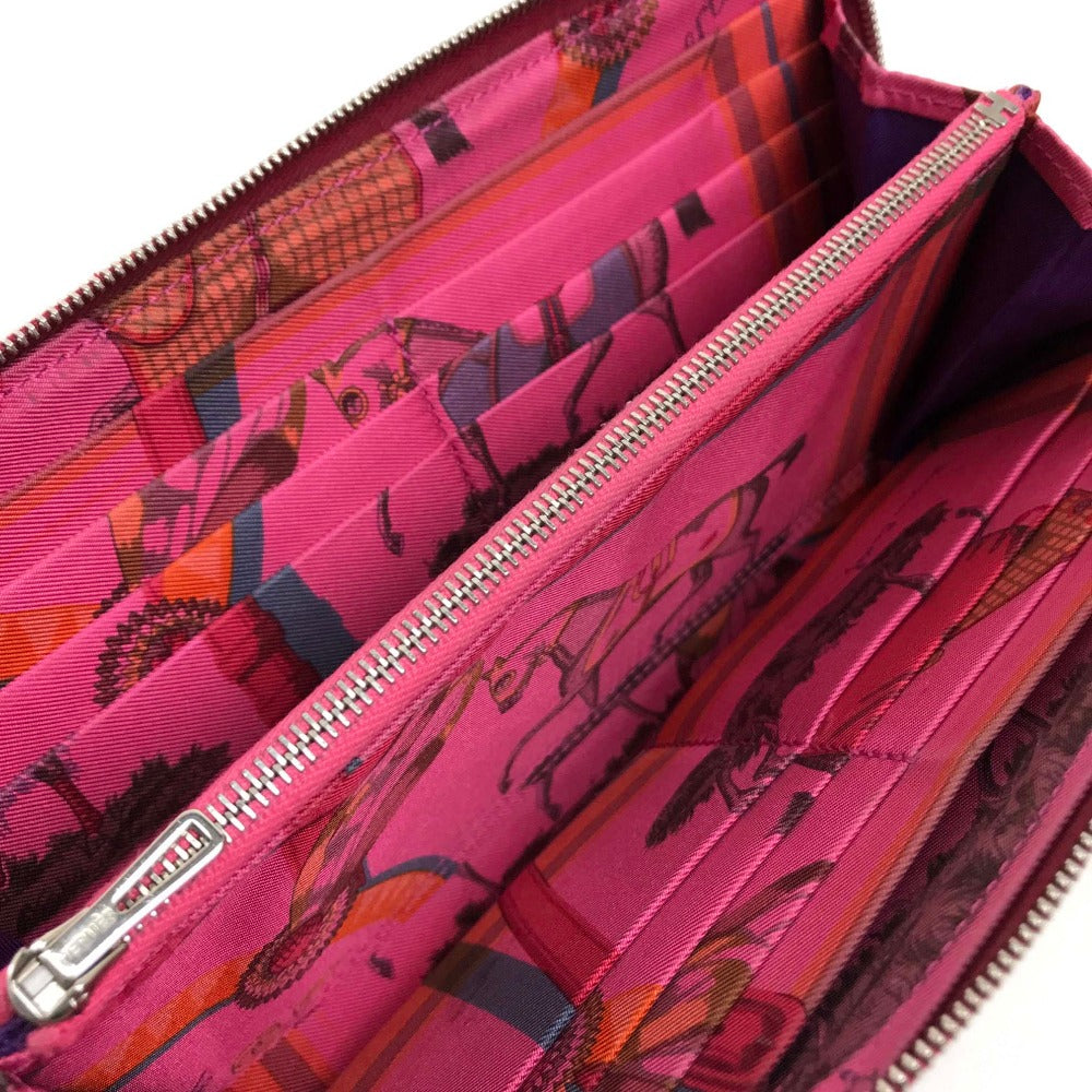 HERMES シルクイン アザップロング ラウンドファスナー 長財布 エプソン レディース ルビー